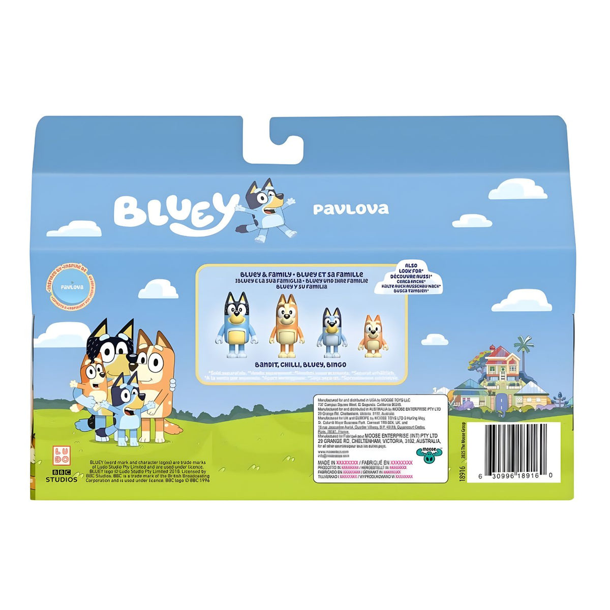 Quatro figuras articuladas do conjunto Bluey Pavlova e acessórios de sobremesa