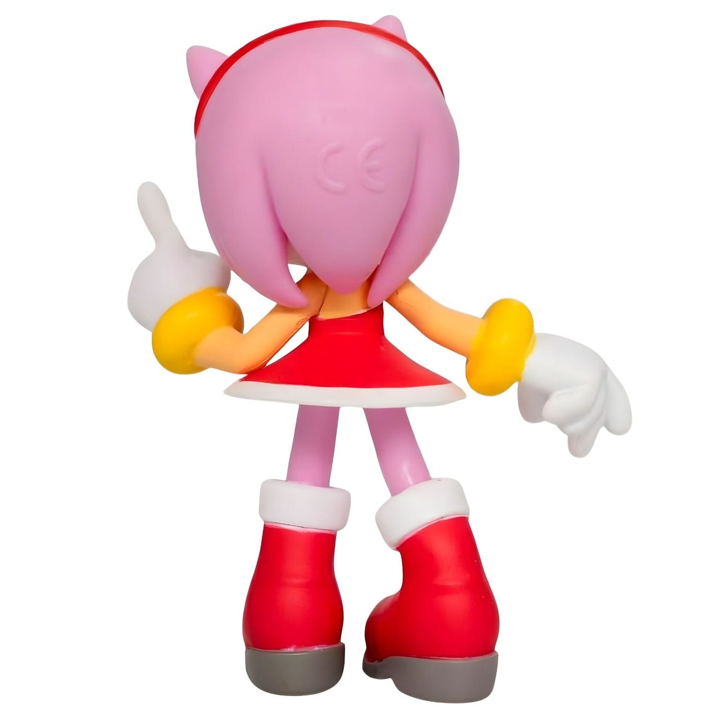 Figura Sonic - Amy Rose Comansi com vestido vermelho e gesto a apontar