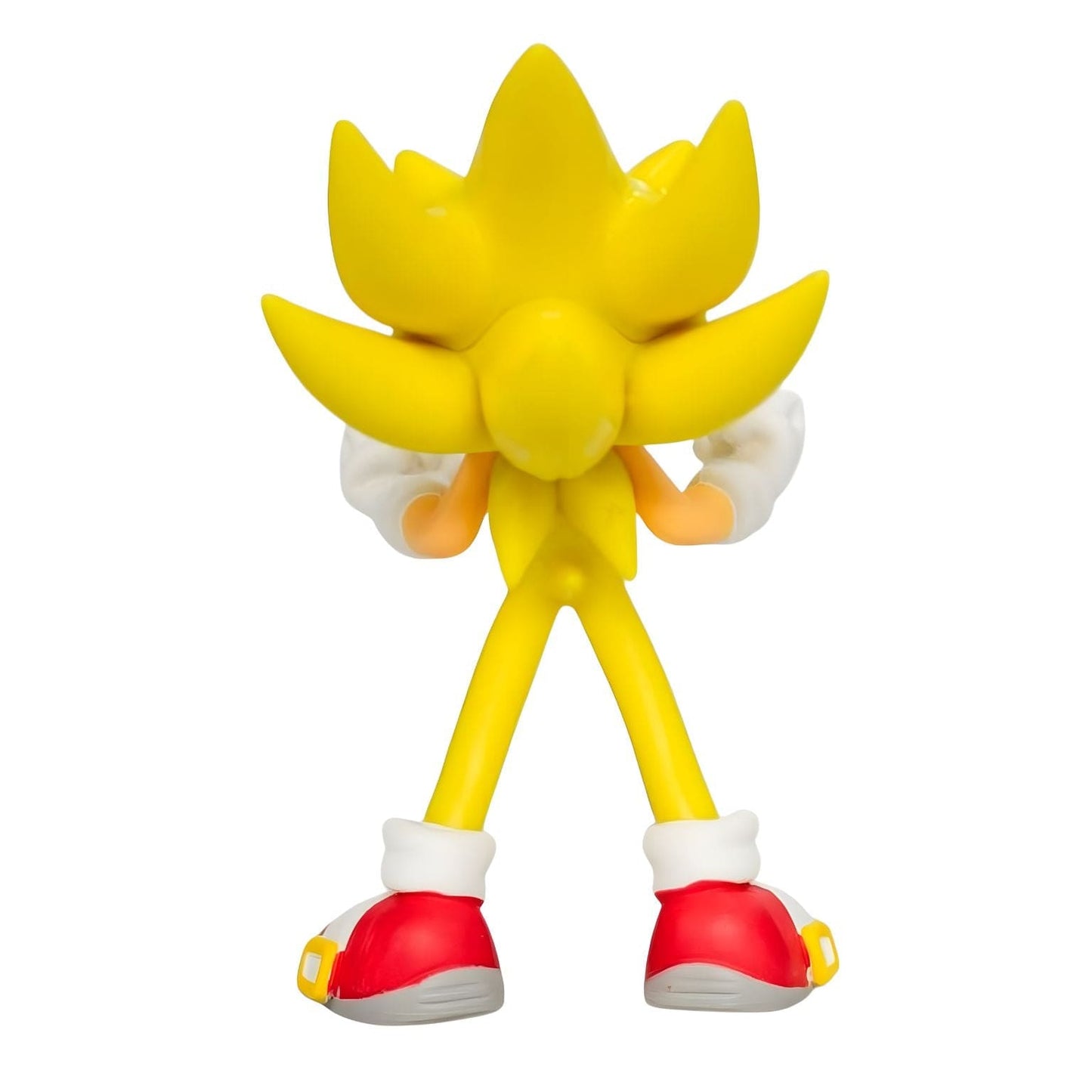 Figura Super Sonic Amarelo da Comansi com luvas brancas e sapatos vermelhos, personagem Sonic dourado em pose de ação
