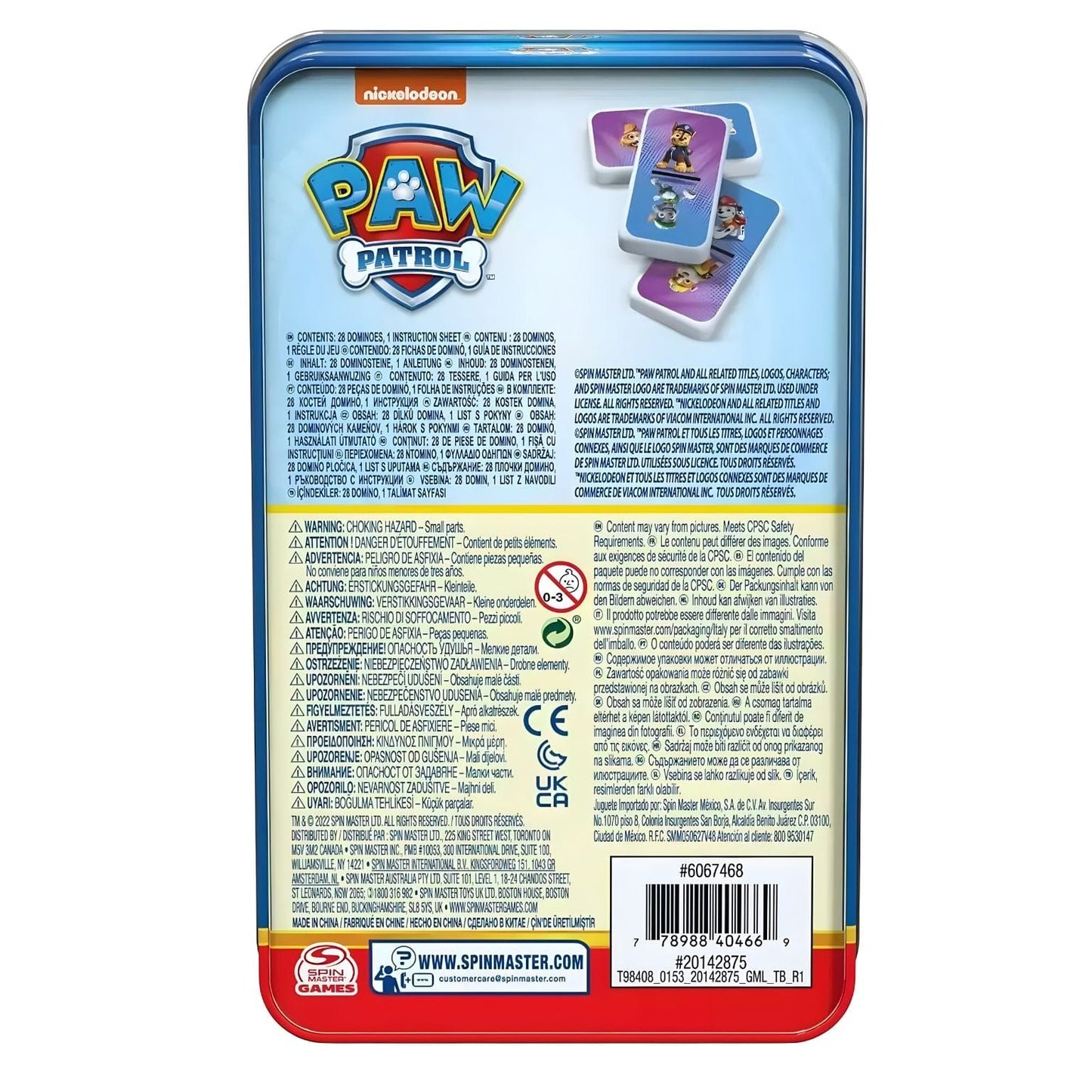 Jogo Dominó Patrulha Pata Spin Master com peças de dominó e personagens da Patrulha Pata