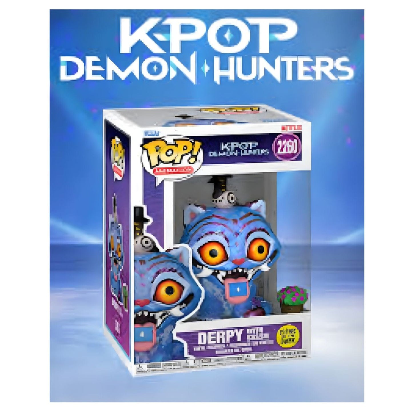 Funko Pop Derpy com Sussie K-Pop Demon Hunters monstro azul glow no escuro