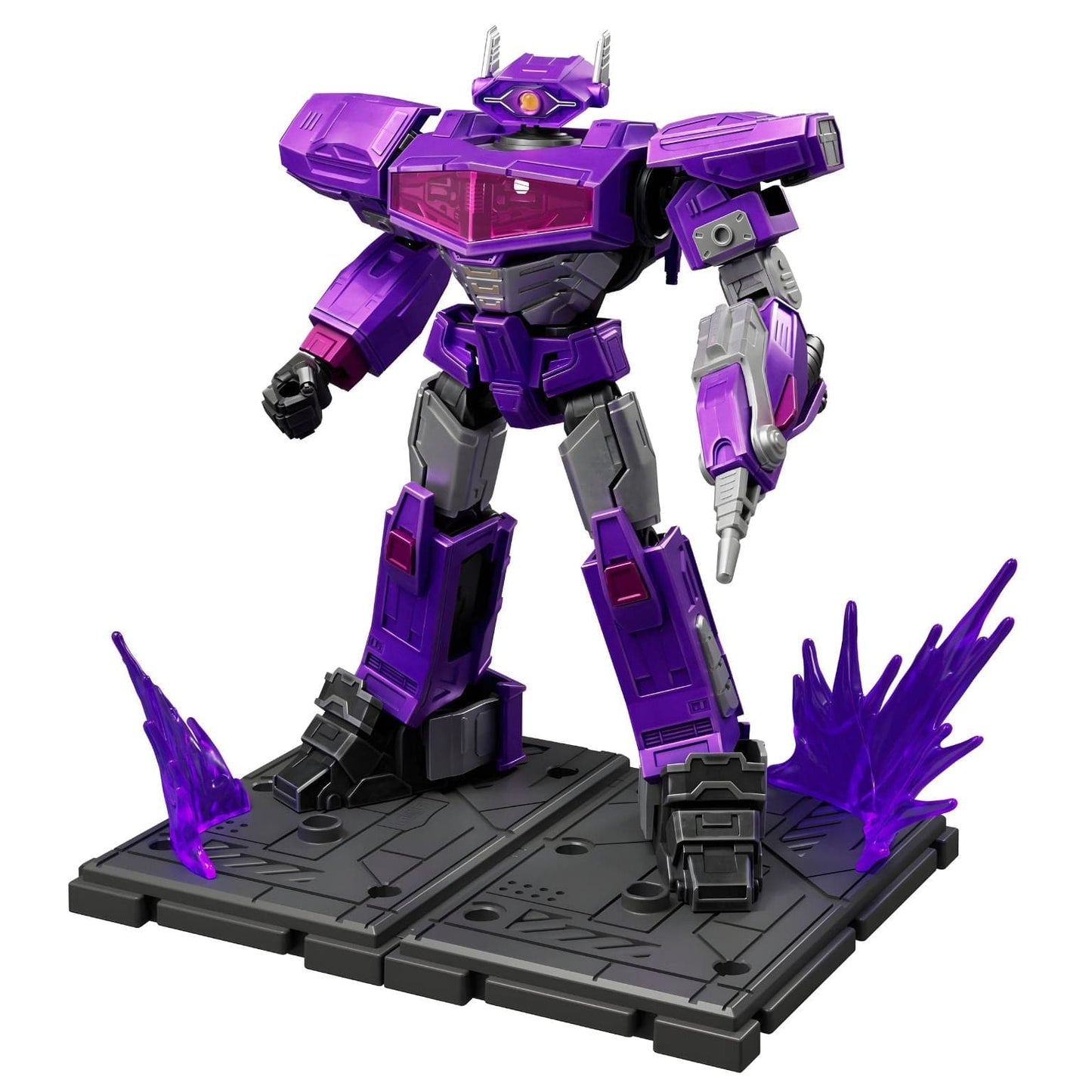 Kit Blokees Transformers Shockwave robô roxo Decepticon com canhão e visor