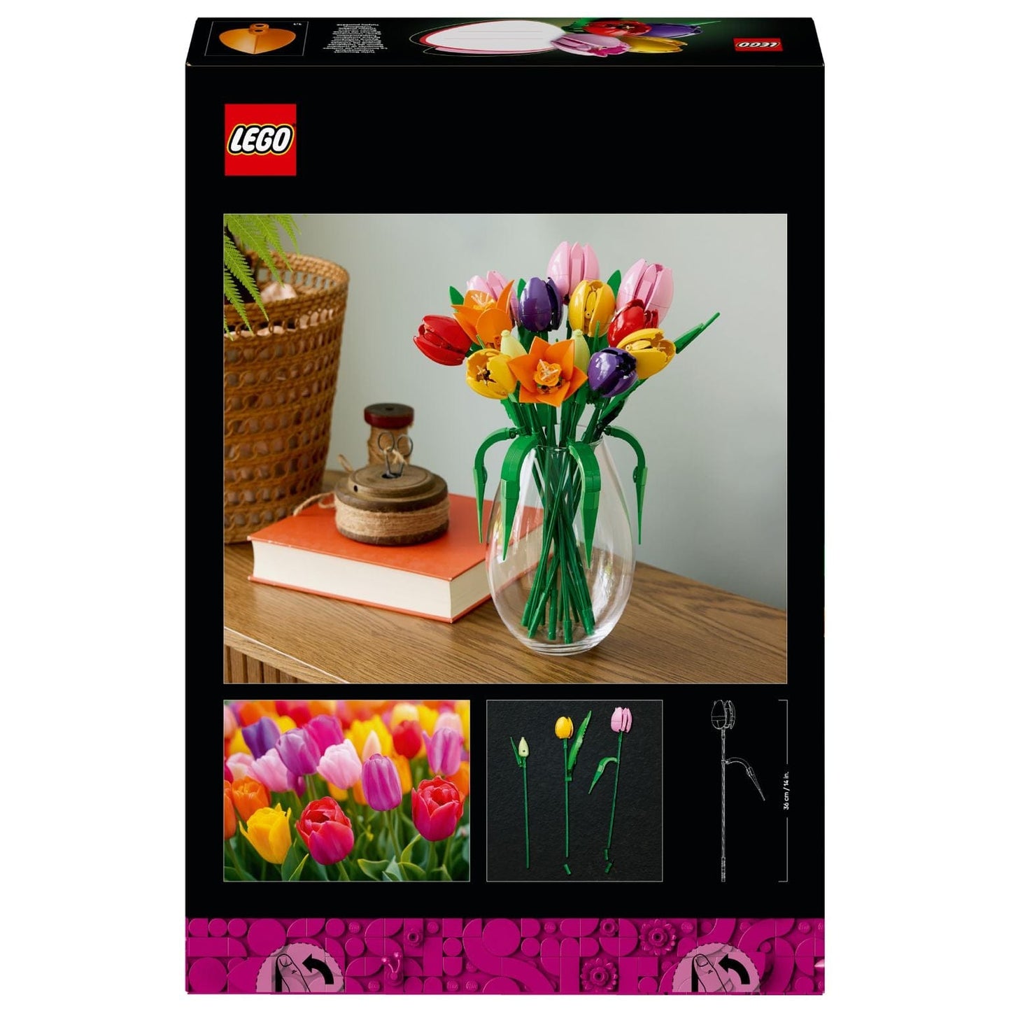 Lego Botanicals Buquê de Tulipas em vaso com flores coloridas estilo tulipas