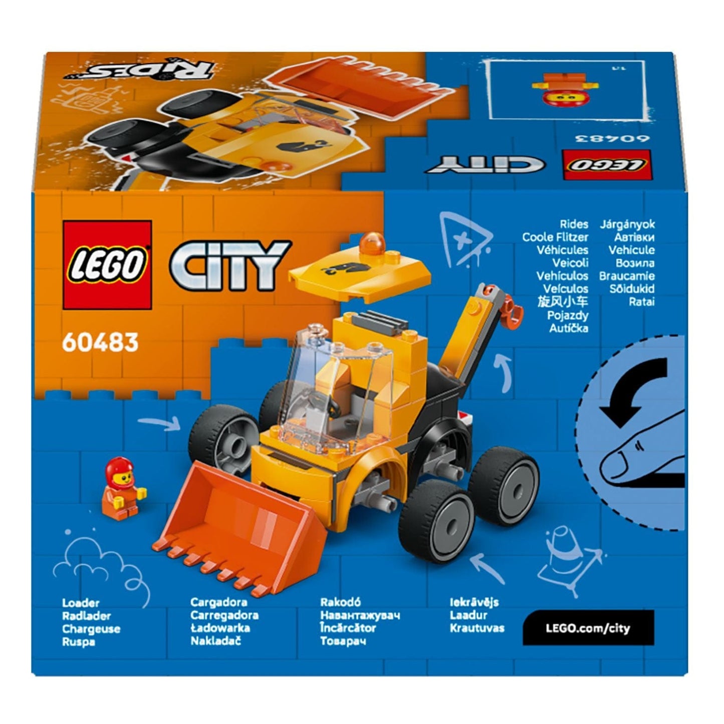 Lego City Carregadora de Construção com pá frontal e figura de condutor