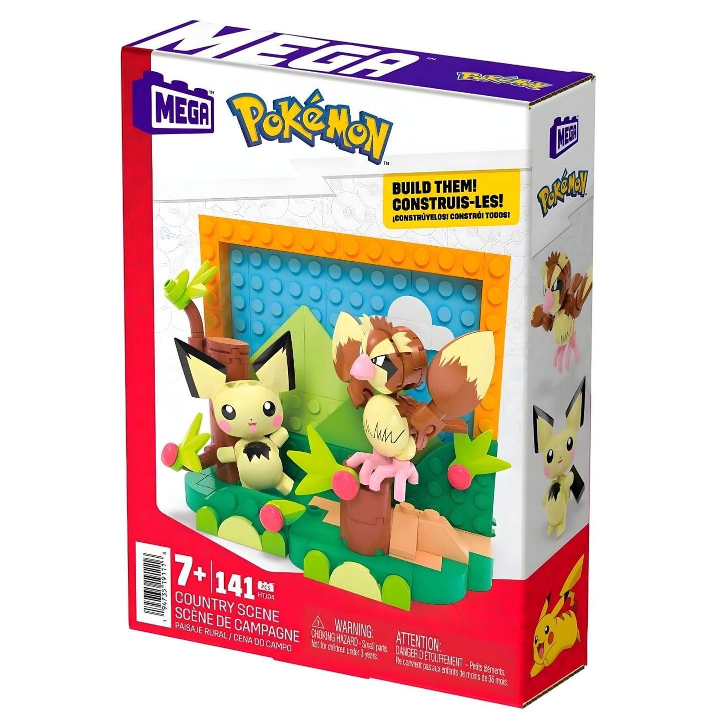 Mega Pokemon Paisagem Rural com cenário de campo para construir e personagens Pokémon