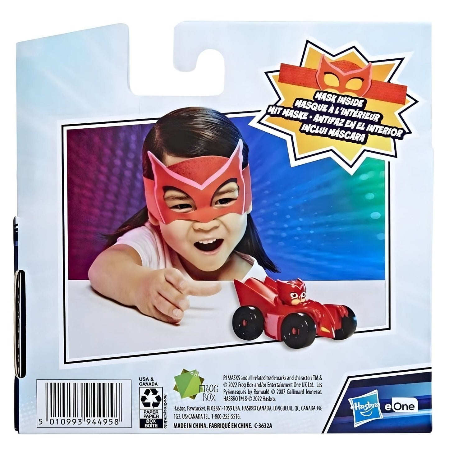 Conjunto PJ Masks Owlette com veículo e máscara temática