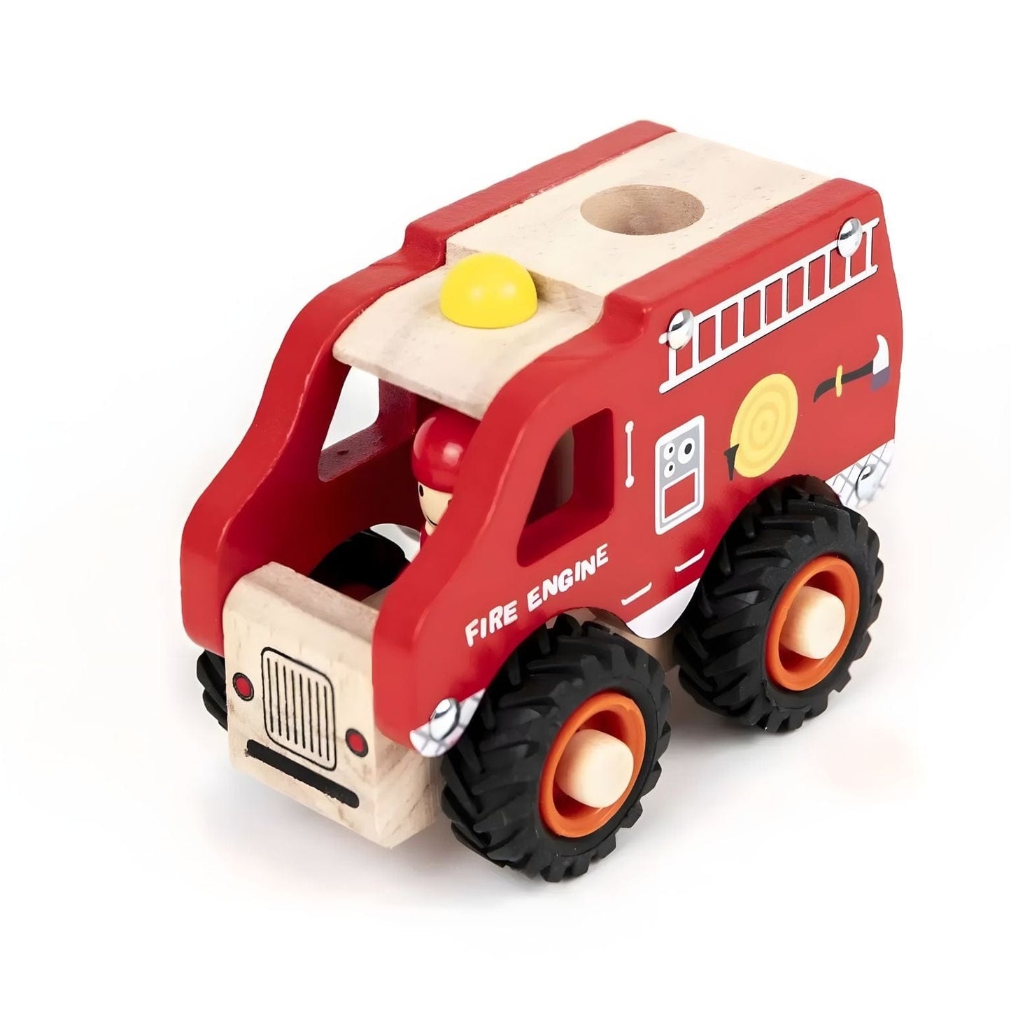 Apresentamos Camião dos Bombeiros de madeira com o SKU 721104125 recomendado para + 2 anos