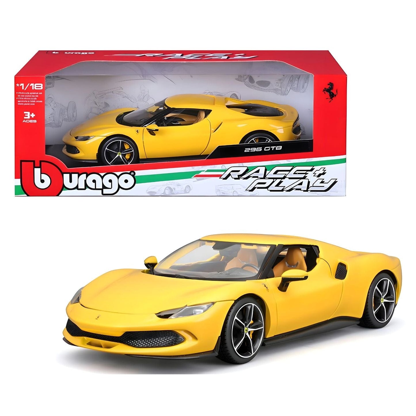 Apresentamos Ferrari 296 GTB 1/18 com o SKU 681601824 recomendado para + 3 anos
