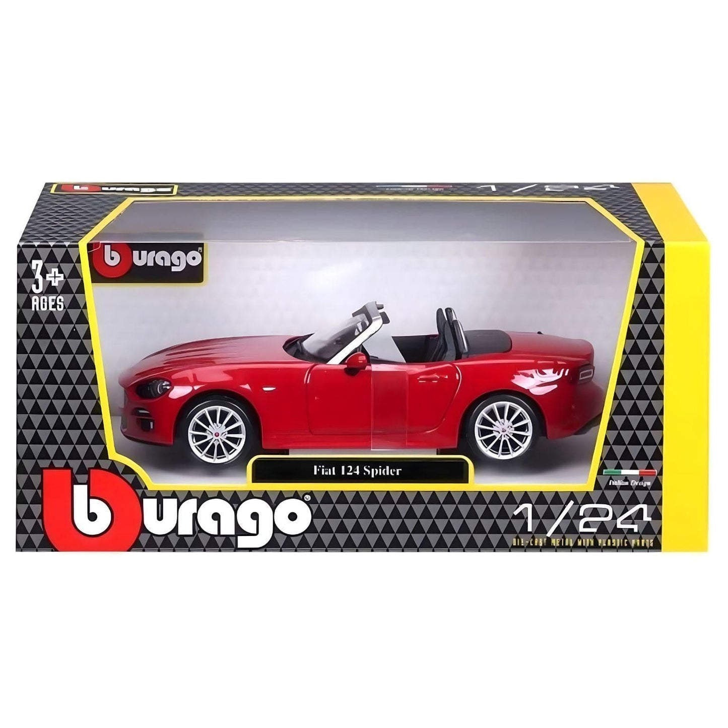 Apresentamos Fiat 124 Spider Vermelho 1/24 com o SKU 132108325 recomendado para + 3 anos