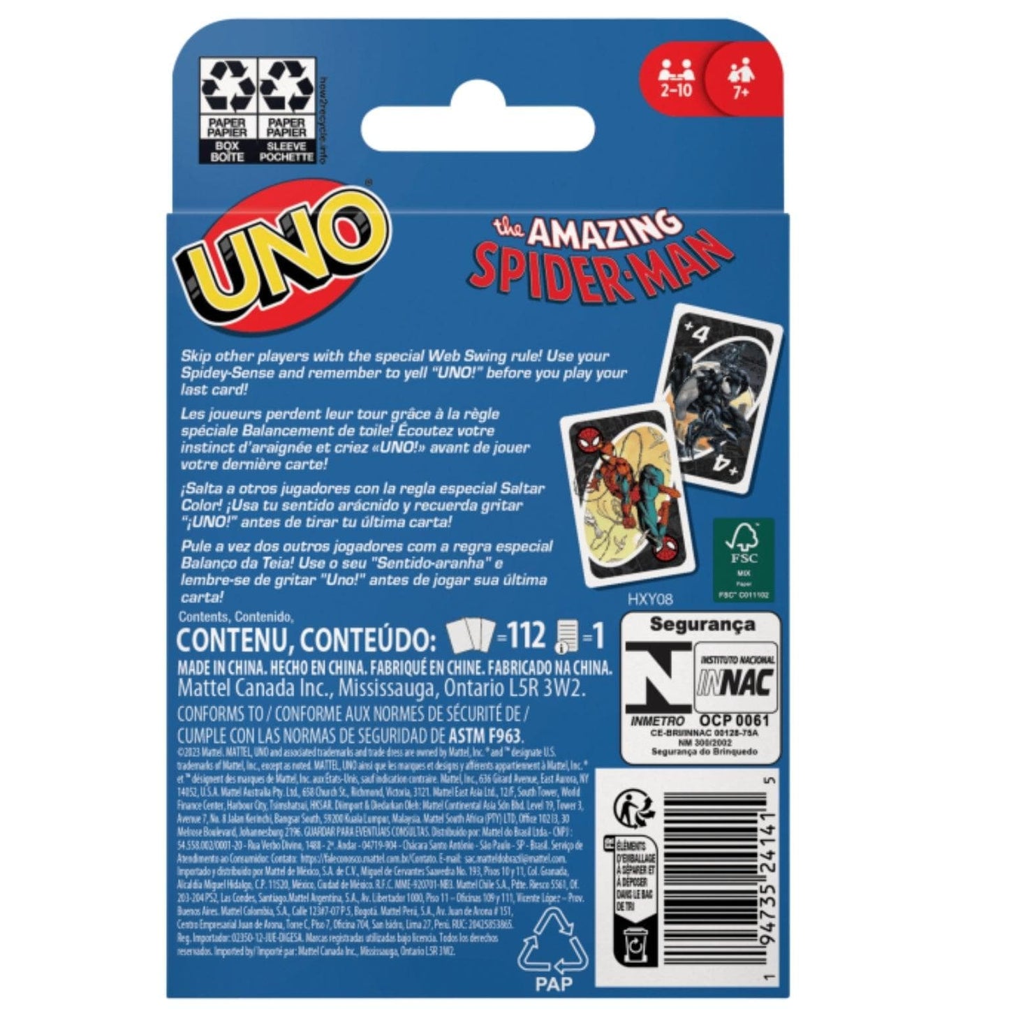 Apresentamos Cartas Uno - The Amazing Spider-Man com o SKU 232414124 recomendado para + 7 anos