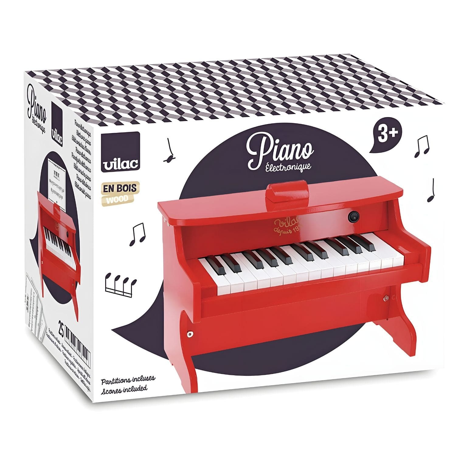 Apresentamos E-Piano Vermelho em madeira com o SKU 26837225 recomendado para + 3 anos