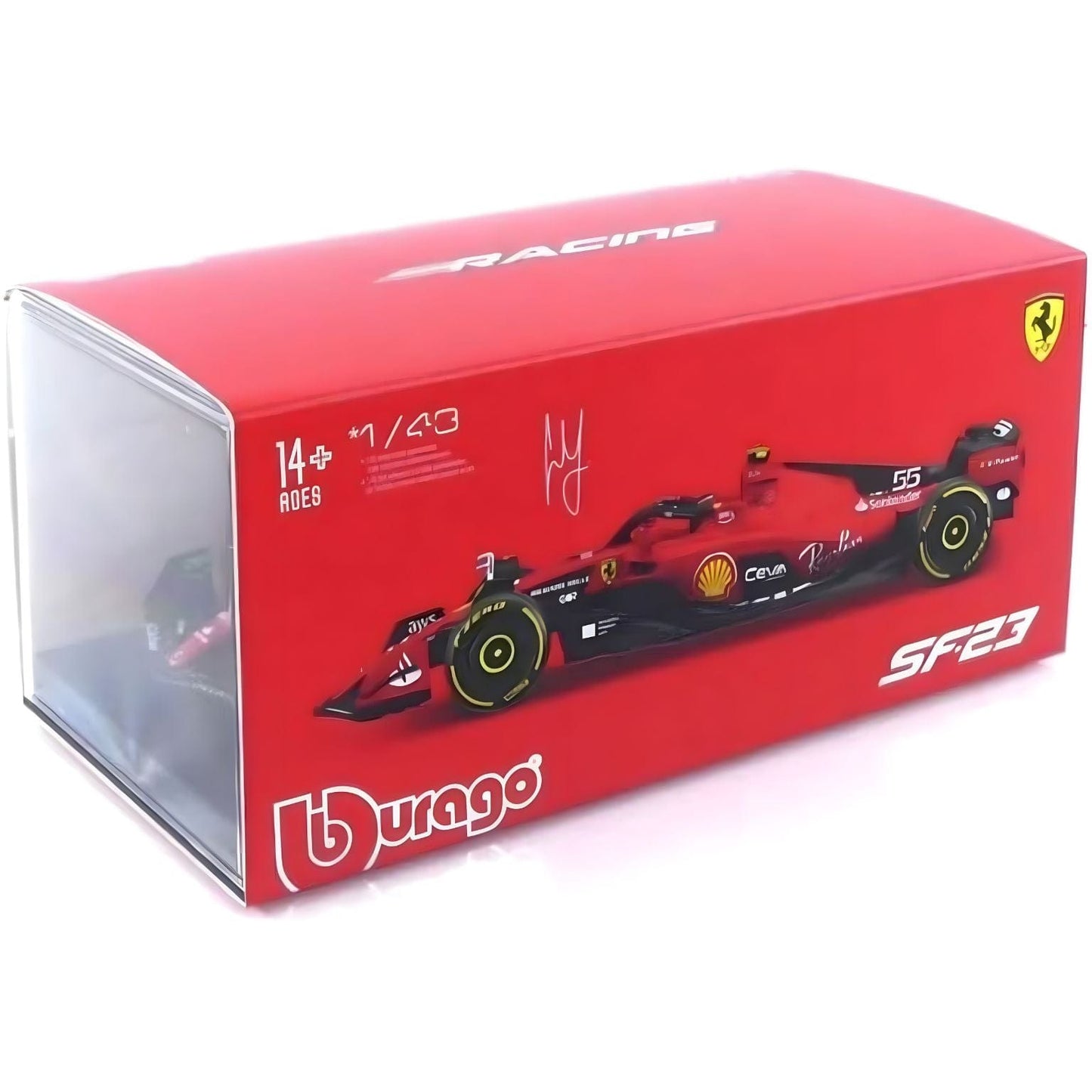 Apresentamos Ferrari SF-23 #55 Carlos Sainz temporada 2023 com o SKU 551485925 recomendado para + 3 anos