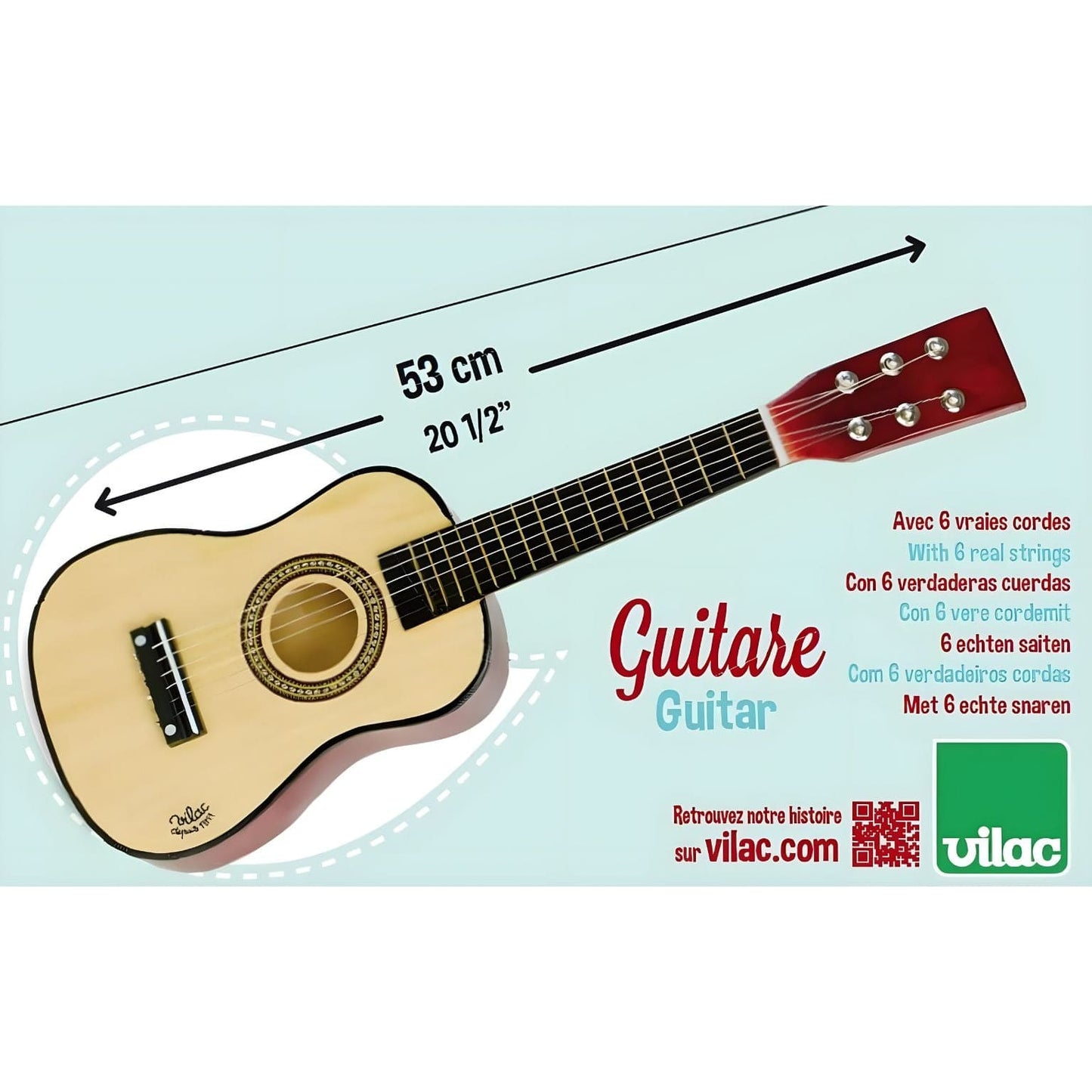 Apresentamos Guitarra de Madeira natural com o SKU 26835824 recomendado para + 3 anos