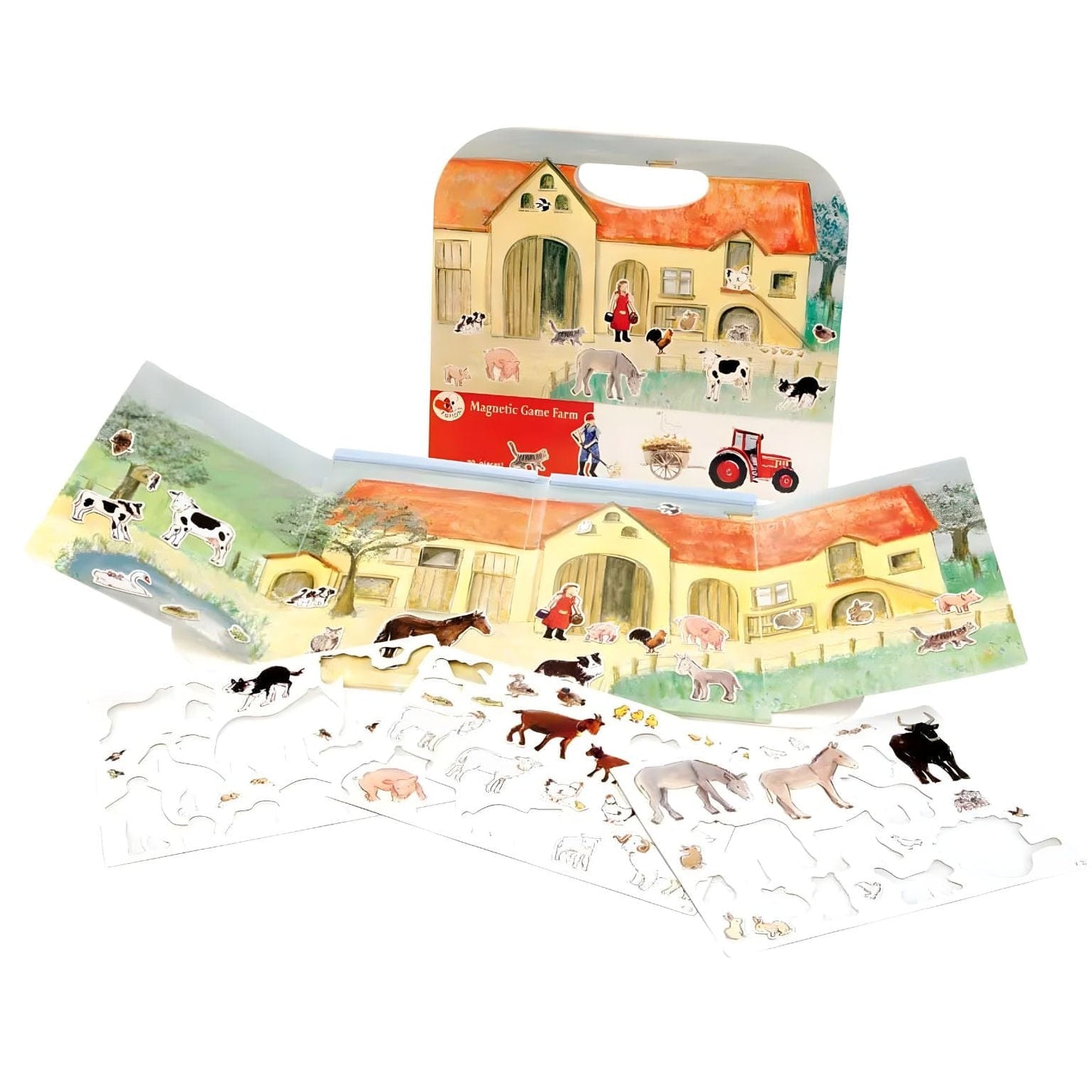 Jogo Magnético Quinta Egmont Toys com animais da quinta, tractor e cenário ilustrado portátil