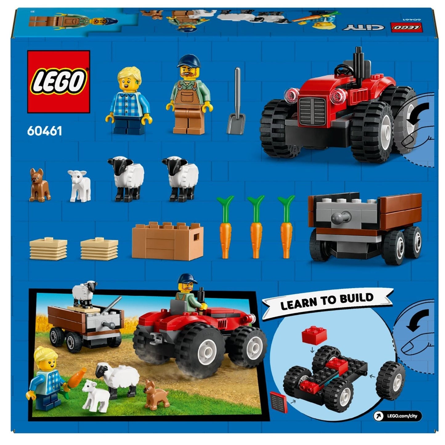 Apresentamos Lego City Trator Agrícola Vermelho com Reboque e Ovelhas com o SKU 666046125 recomendado para + 4 anos