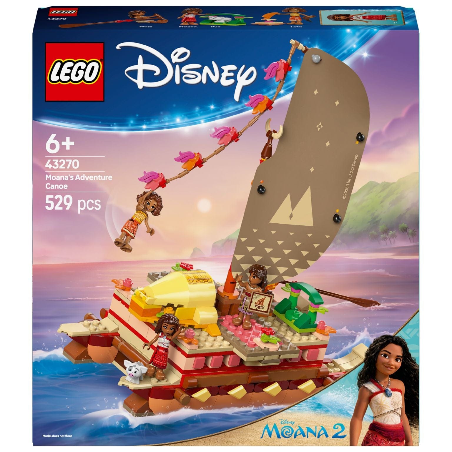 Apresentamos Lego Disney Canoa de Aventuras da Vaiana com o SKU 664327025 recomendado para + 6 anos