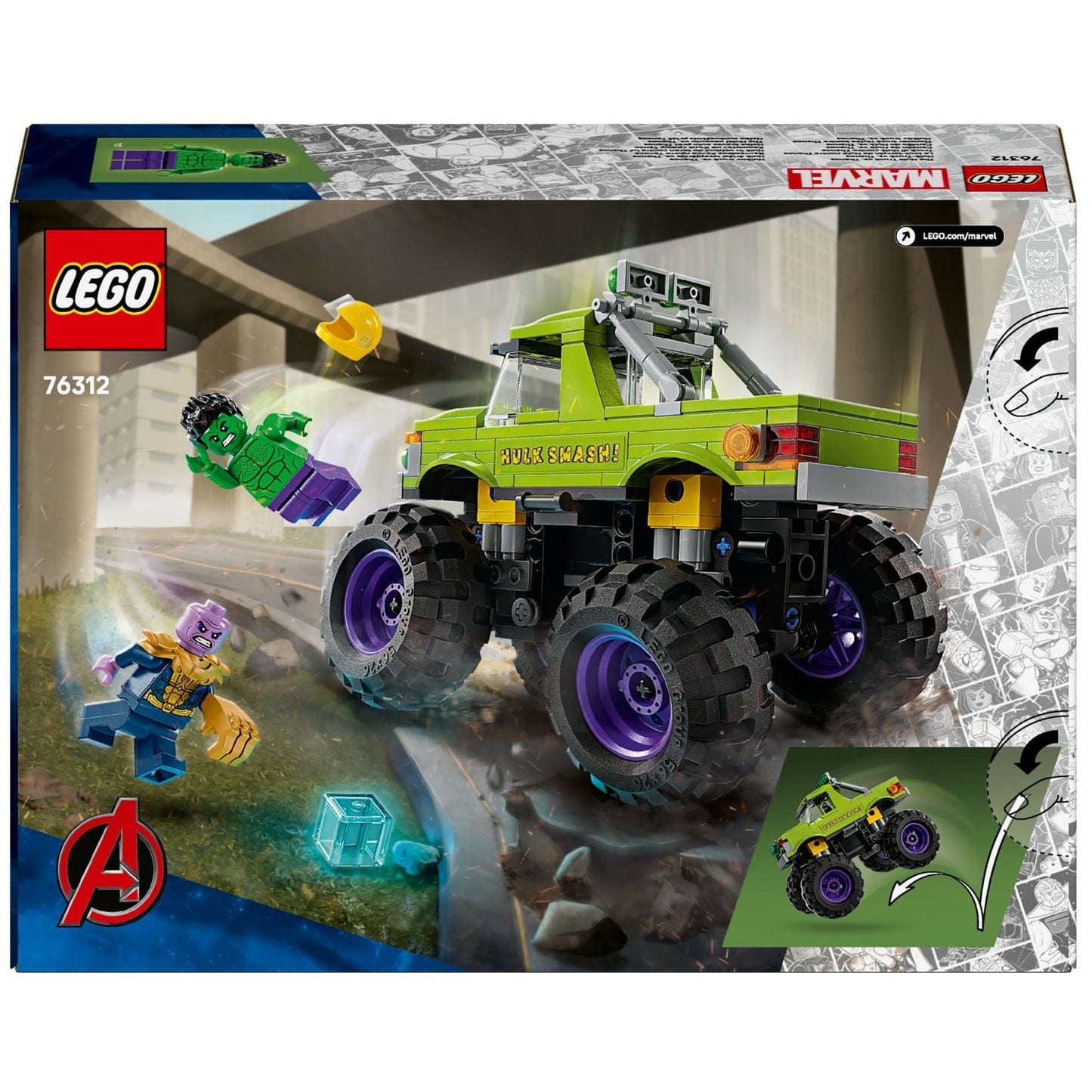 Apresentamos Lego Marvel Camião do Hulk vs. Thanos com o SKU 667631225 recomendado para + 7 anos