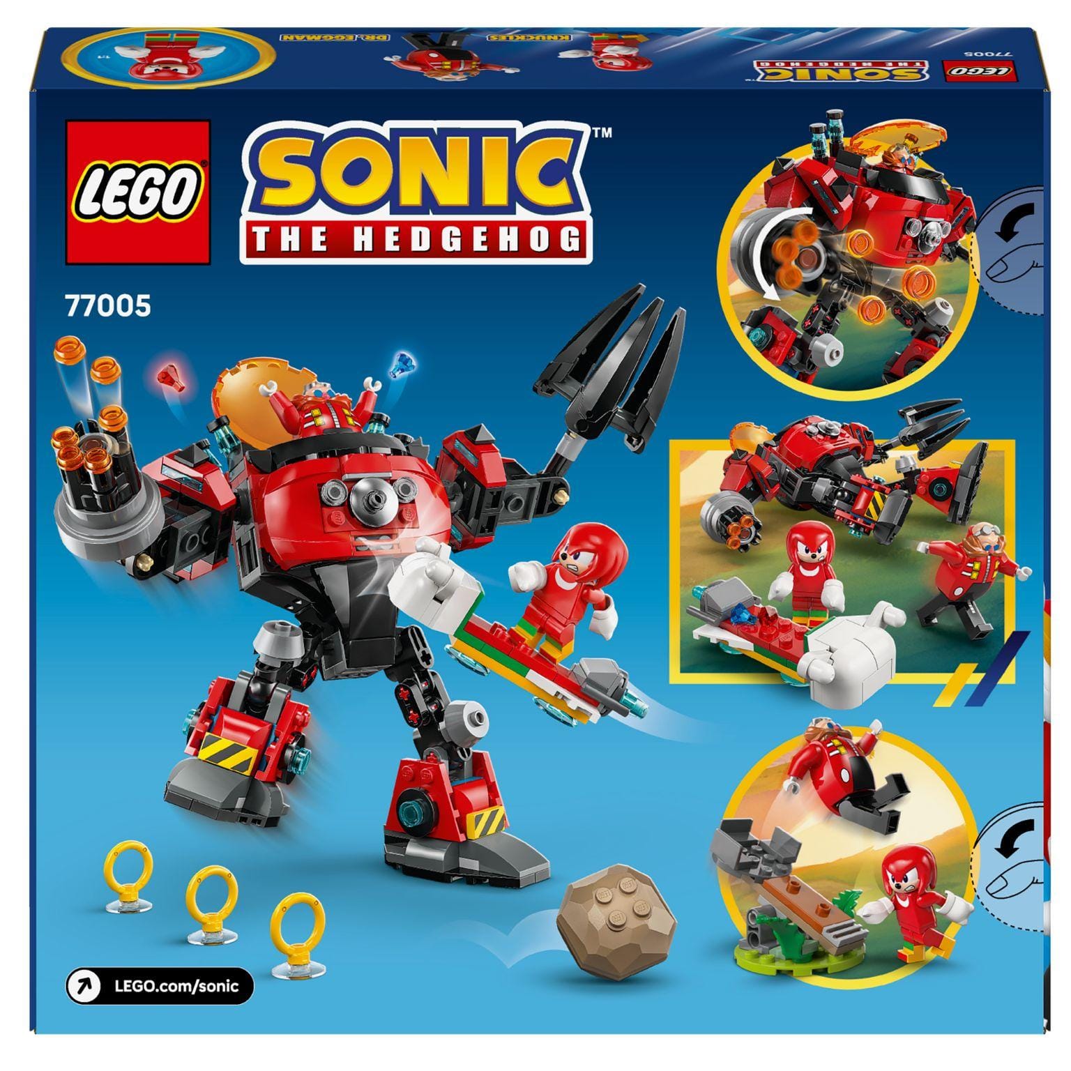 Apresentamos Lego Sonic - Knuckles contra Robô Egg Crusher do Dr. Eggman com o SKU 667700525 recomendado para + 8 anos