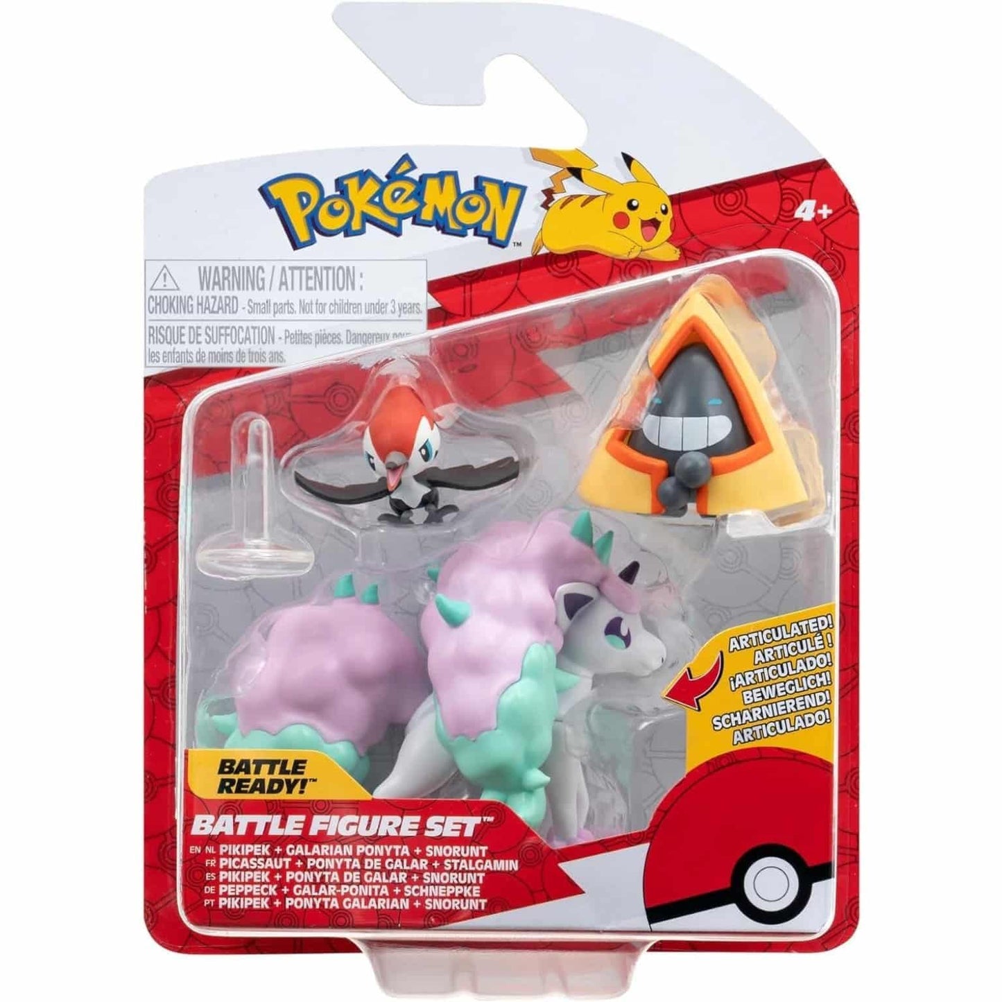 Apresentamos Figuras de Batalha Pokémon - Pikipek, Galarian Ponyta e Snorunt com o SKU 23305324 recomendado para + 4 anos