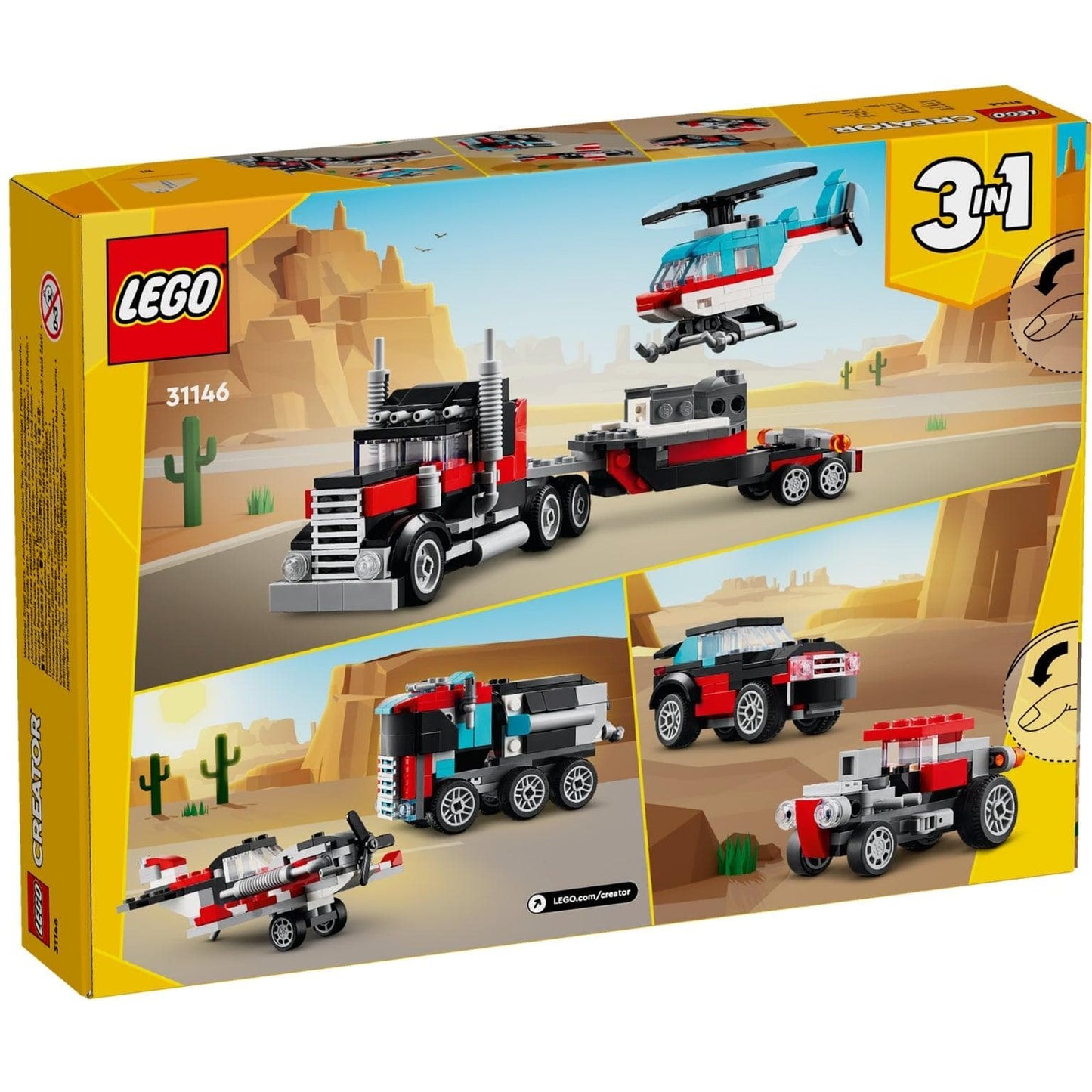 Apresentamos Lego Creator Camião de Plataforma com Helicóptero com o SKU 663114625 recomendado para + 7 anos
