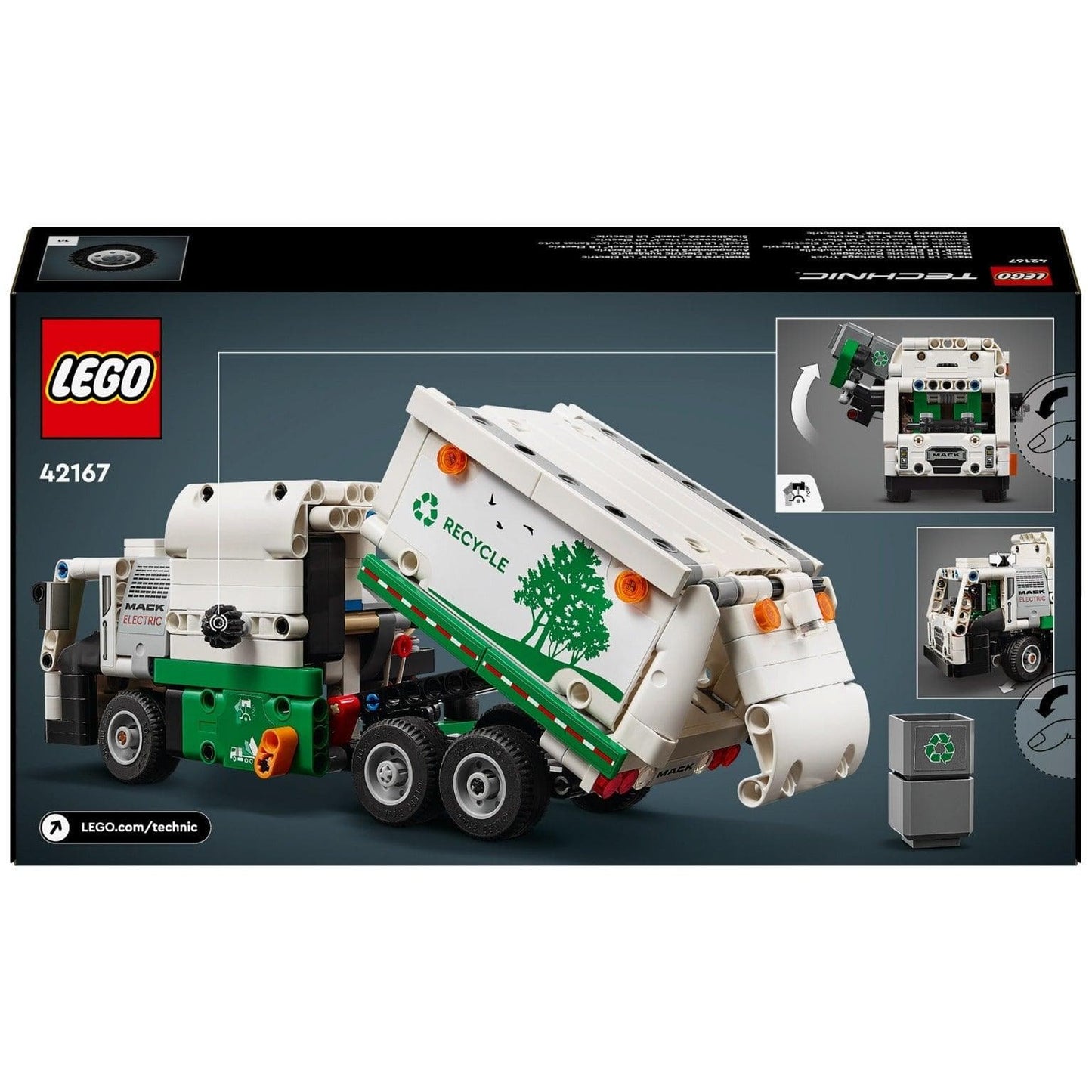 Apresentamos Lego Technic - Camião do Lixo Mack LR Electric com o SKU 664216724 recomendado para + 8 anos
