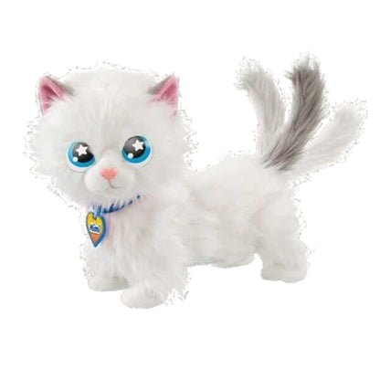 Gata Animagic Mimi Miminhos branca de pelo comprido com olhos azuis e medalha