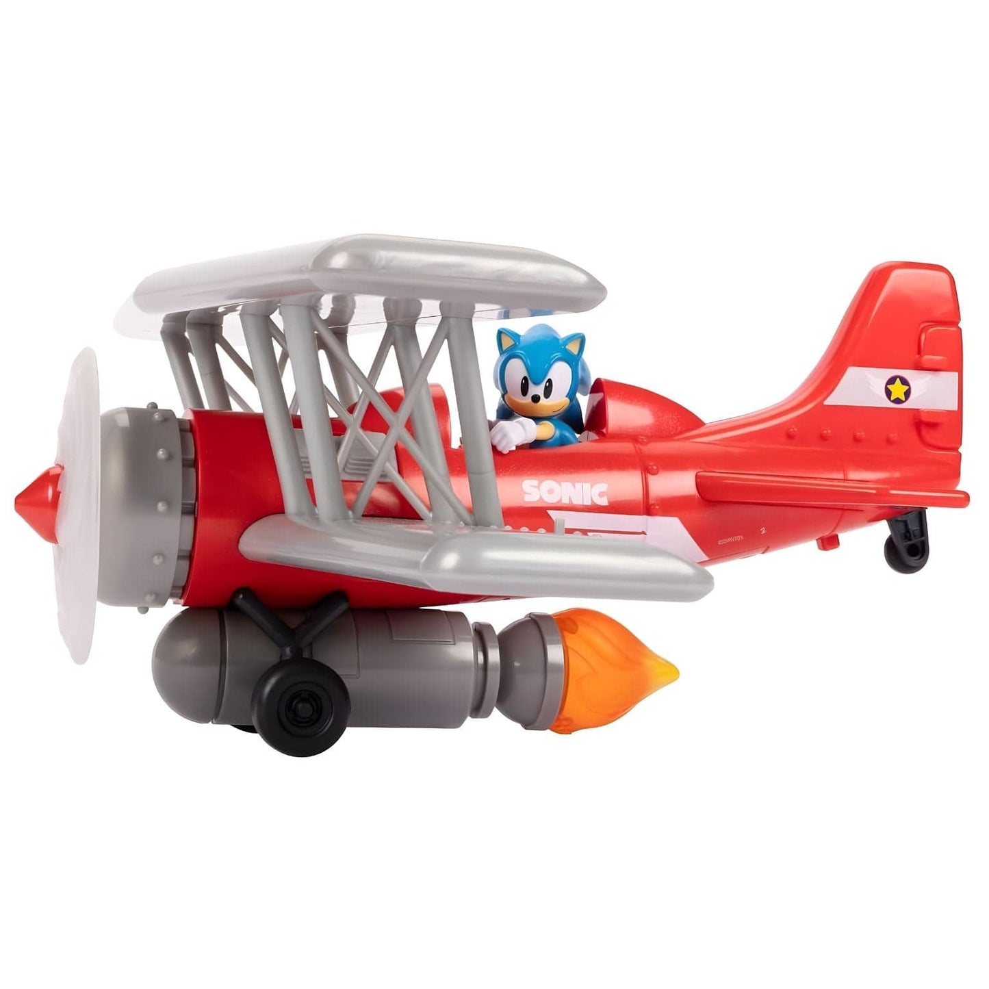 Avião do Sonic Biplano Tornado vermelho com Sonic a pilotar
