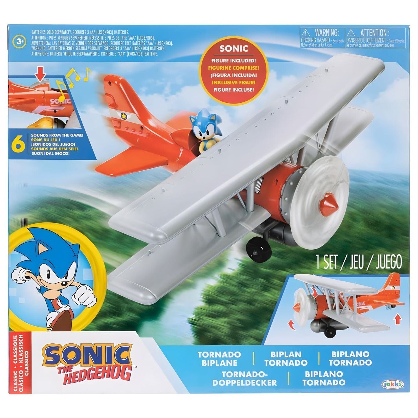 Avião do Sonic Biplano Tornado vermelho com Sonic a pilotar