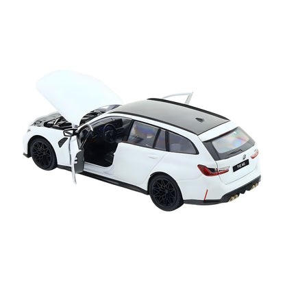 Modelo BMW M3 Touring 2023 Bburago branco para exposição