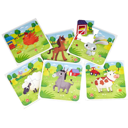 Seis puzzles do Baby Puzzle A quinta com animais montados
