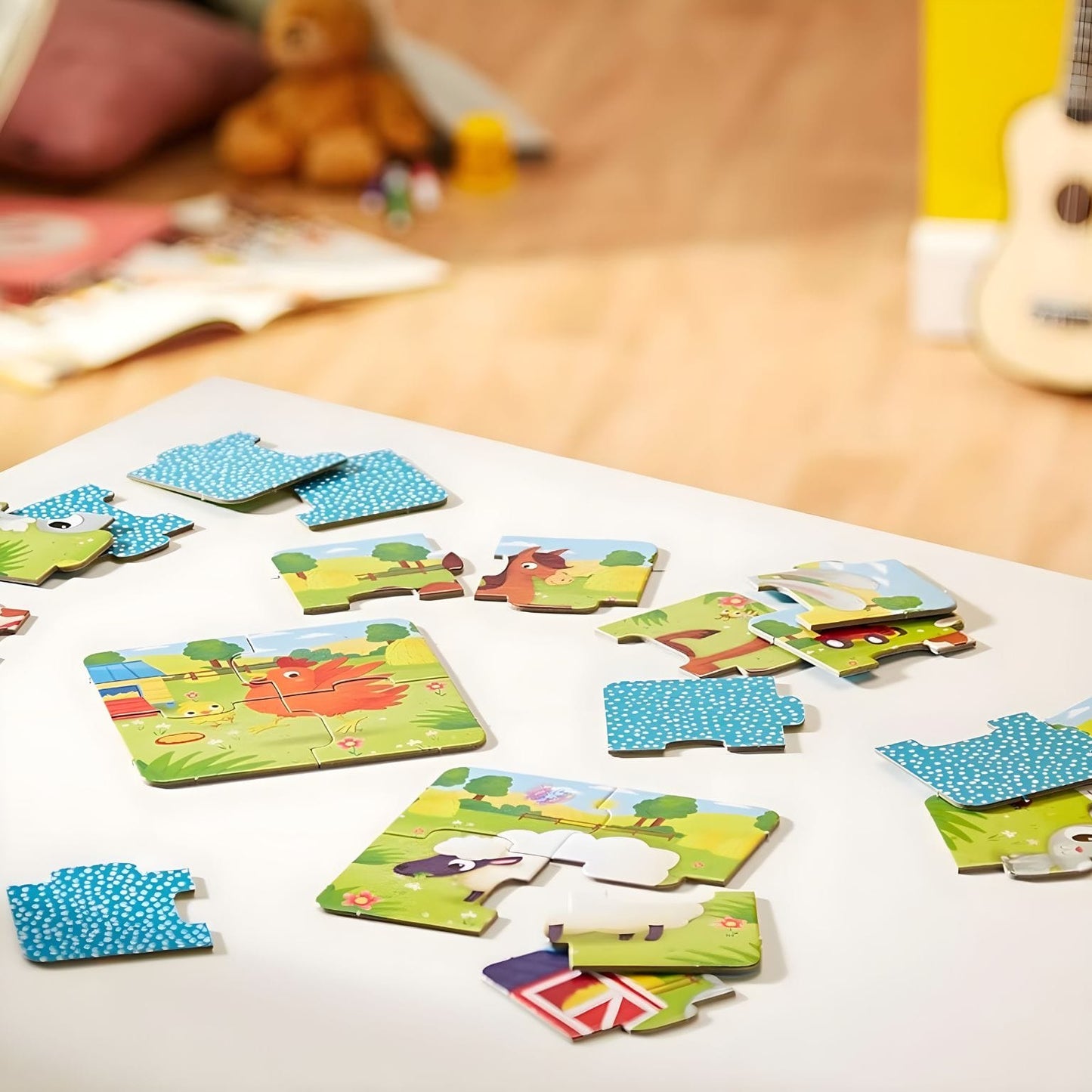Baby Puzzle A Quinta da Lisciani com animais da quinta coloridos e peças de encaixe para bebé