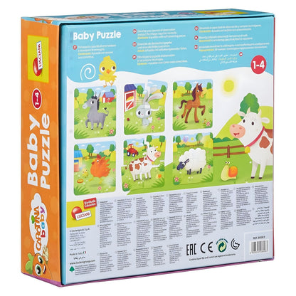 Parte de trás da caixa do Baby Puzzle A quinta