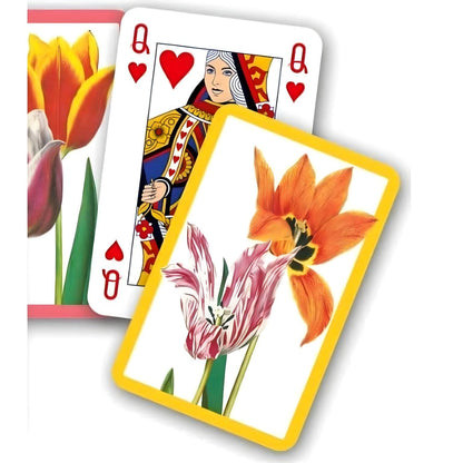 Dama de copas e costas florais do Baralho de Cartas Duplo Tulipas