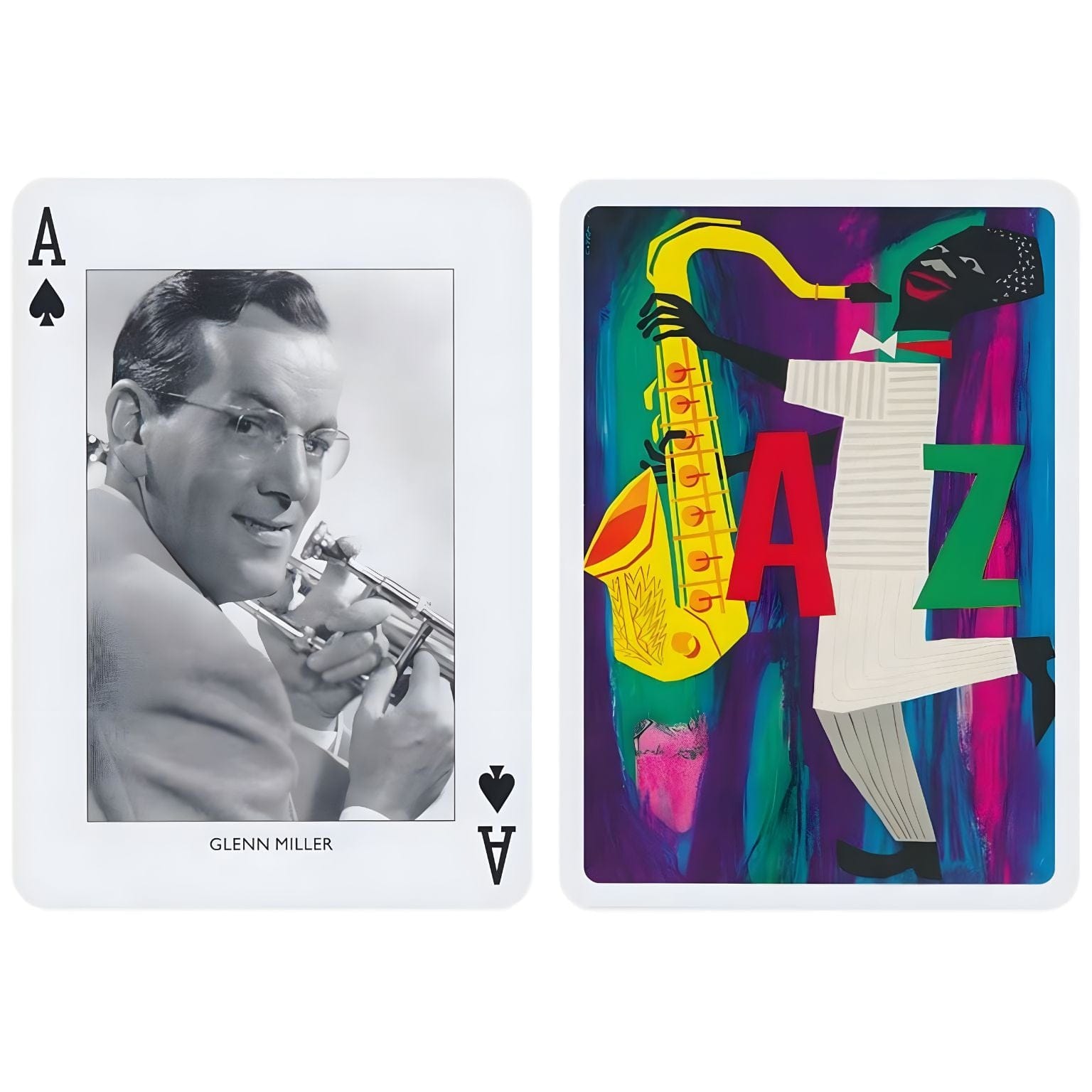 Baralho de Cartas Jazz Piatnik com lendas do jazz e ilustrações vintage