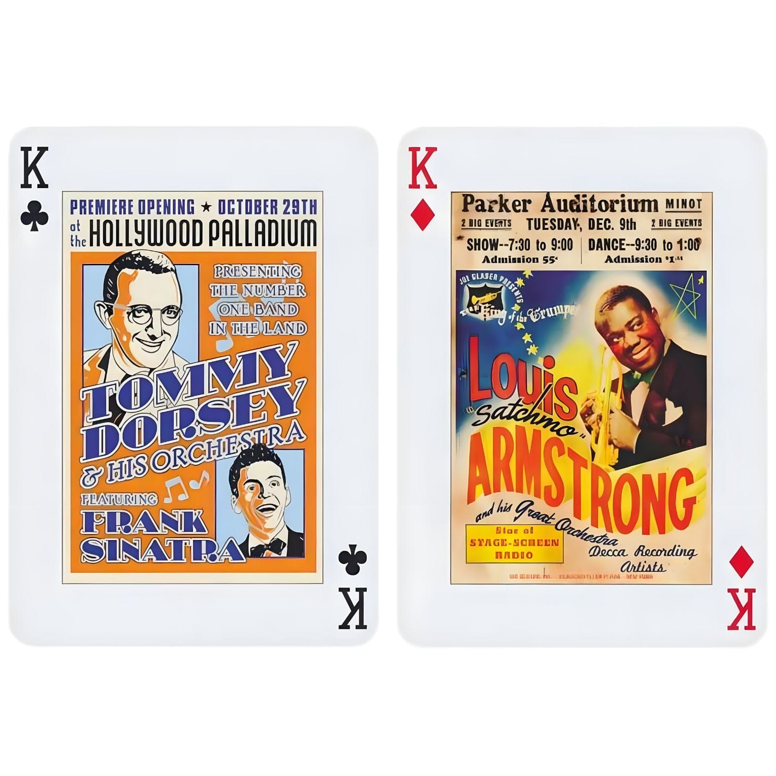 Baralho de Cartas Jazz Piatnik com lendas do jazz e ilustrações vintage