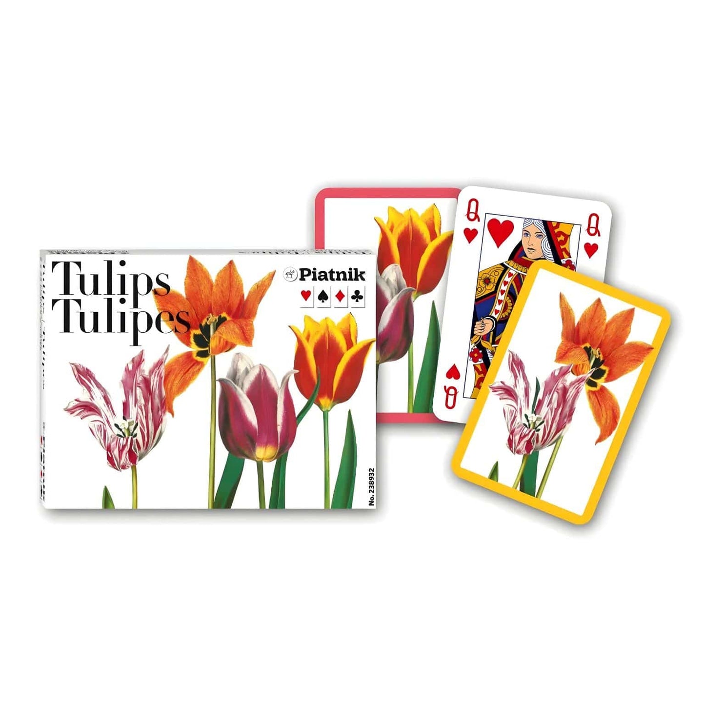 Baralho de Cartas Duplo Tulipas Piatnik com ilustrações florais coloridas e caixa dupla