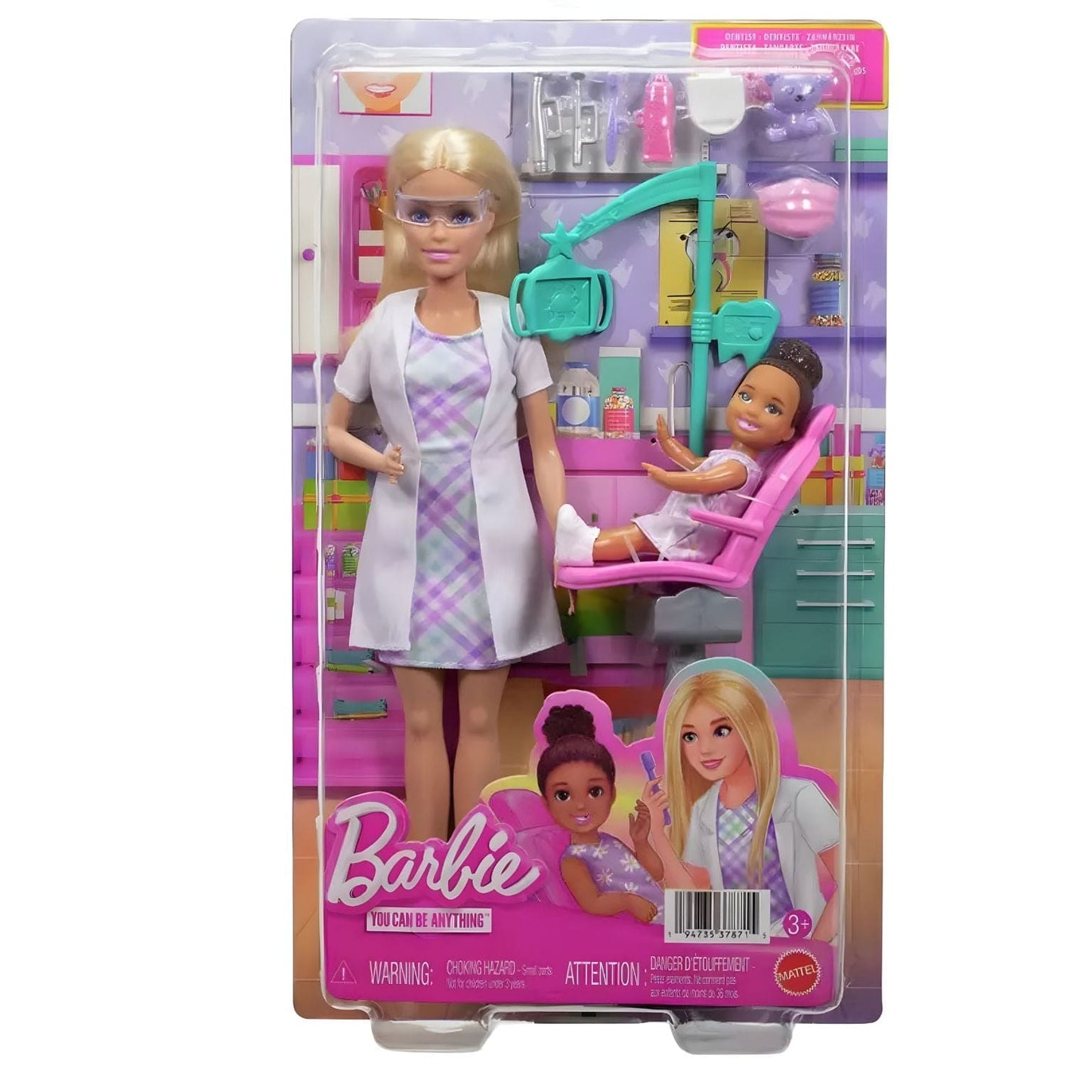 Barbie Quero ser Dentista com cadeira de dentista e acessórios de consulta