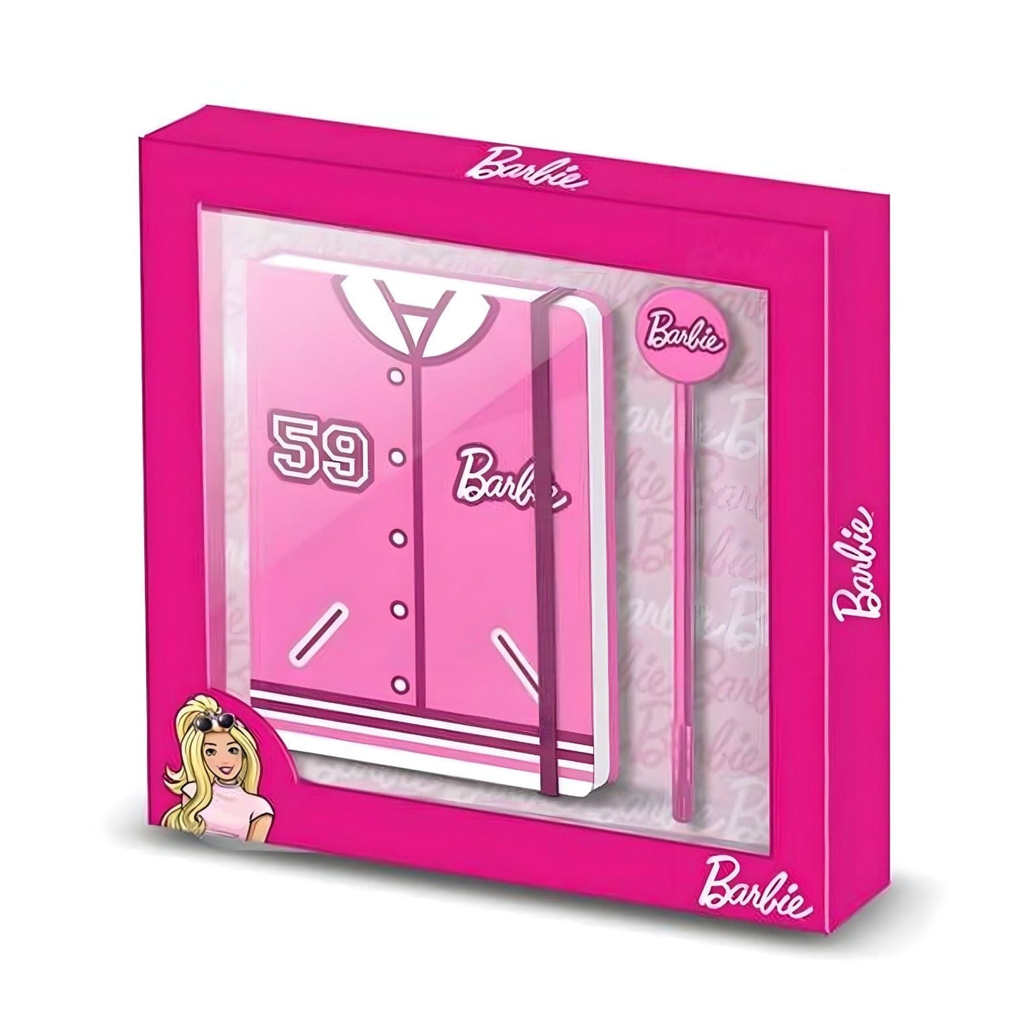 Barbie Varsity diário cor-de-rosa com caneta fashion em caixa Barbie