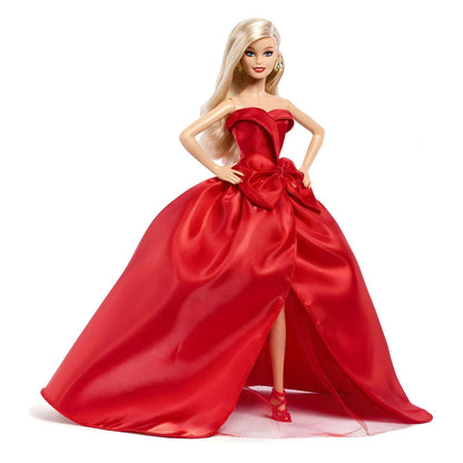 Barbie Signature Holiday 2026 com vestido de cetim vermelho
