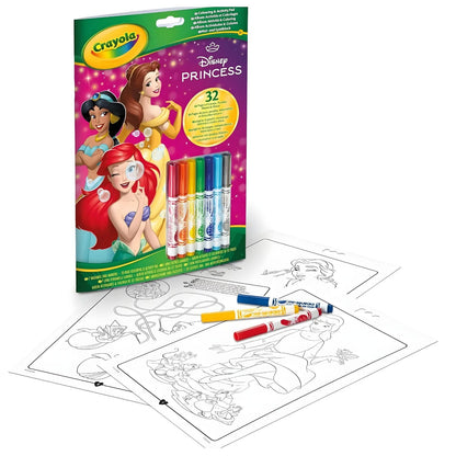 Bloco de Atividades Princesas Disney Crayola com marcadores e páginas para colorir