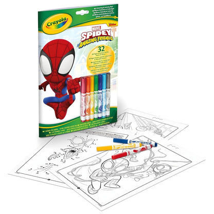 Bloco de Atividades Spidey Amazing Friends da Crayola com páginas para colorir e canetas coloridas