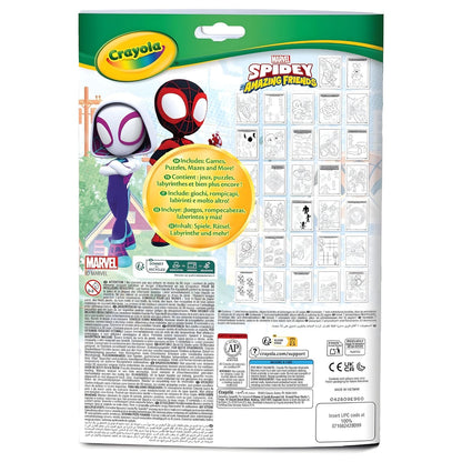 Bloco de Atividades Spidey Amazing Friends da Crayola com páginas para colorir e canetas coloridas