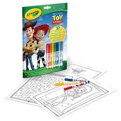 Bloco de atividades do Toy Story Crayola com Woody, Jessie e marcadores laváveis