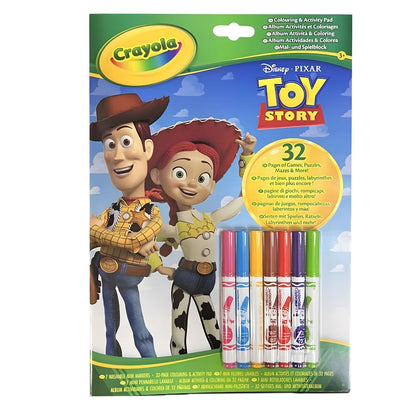 Bloco de atividades do Toy Story Crayola com Woody, Jessie e marcadores laváveis