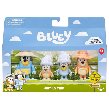 Bluey Viagem em Família na embalagem com a família Heeler em modo férias