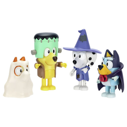 Bluey Dia de Halloween: figuras com fatos de fantasma, monstro, bruxa e vampiro