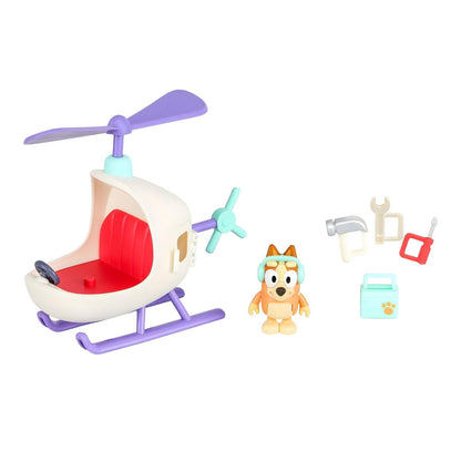 Bluey O Helicóptero do Bingo com a figura do Bingo e acessórios