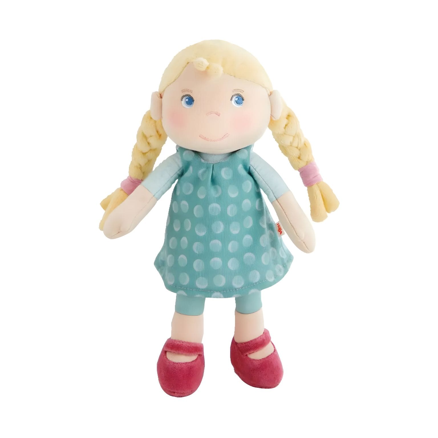 Boneca de pano infantil Linnéa para primeiras brincadeiras de cuidado