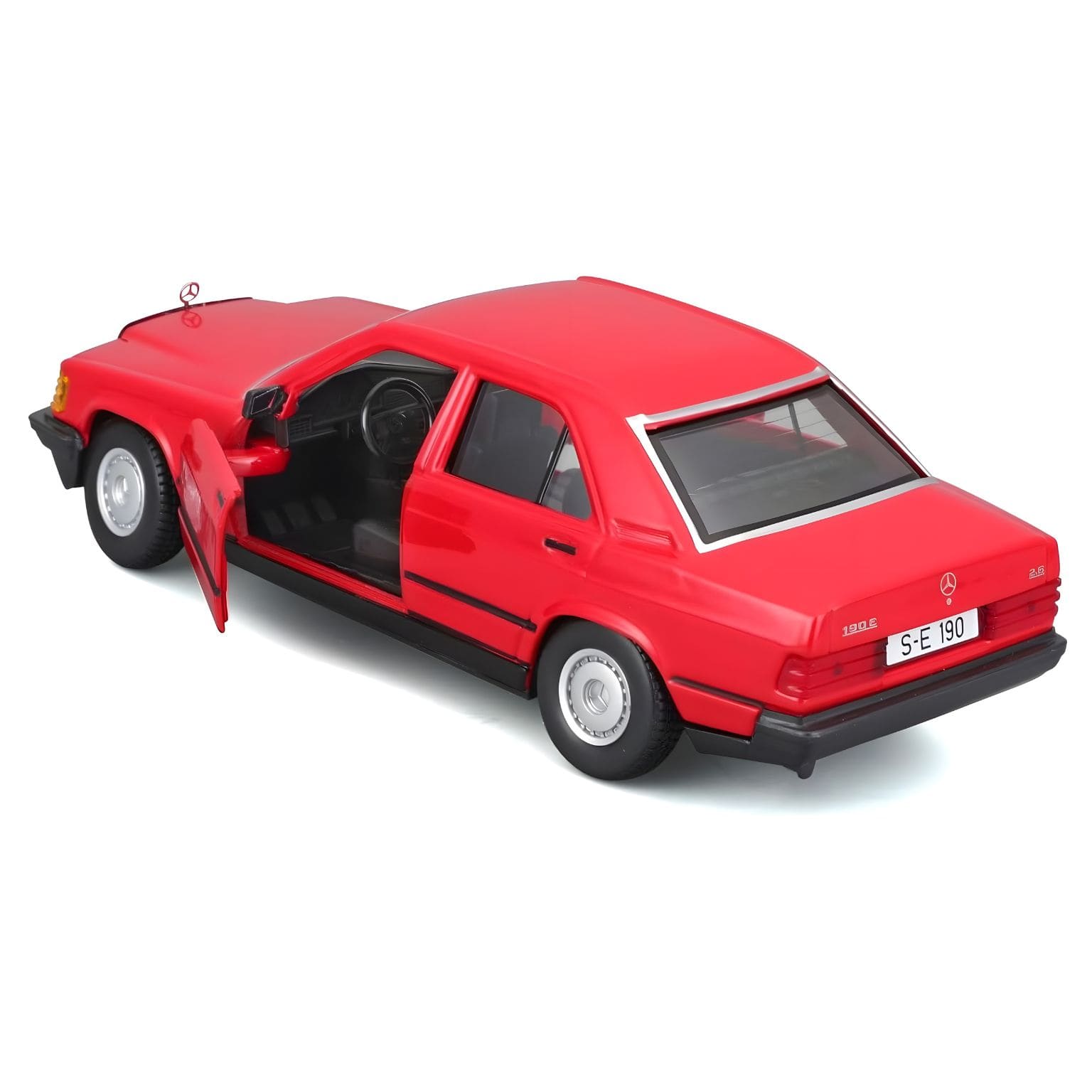 Carro de Brincar Mercedes 190 E 2.6 vermelho Bburago com portas abertas e embalagem original