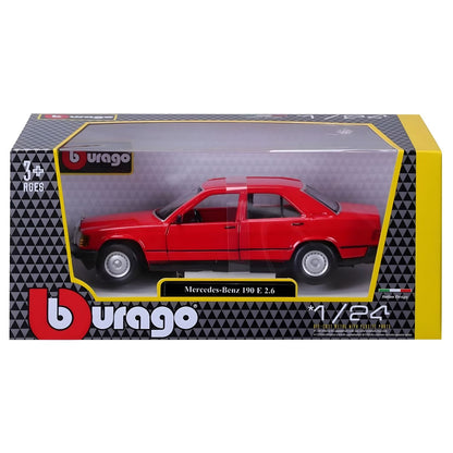 Mercedes 190 E 2.6 vermelho 1/24 na caixa Bburago